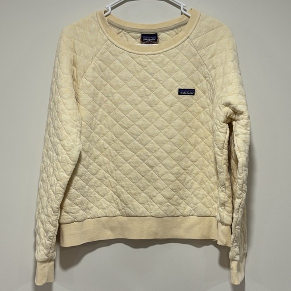 Patagonia Tops - Patagonia‎ Organic Cotton Sweatshirt Quilted Crew Neck Vela Peach Women's Size L